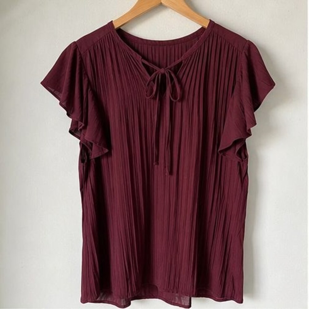 Burgundy Pleated Blouse
